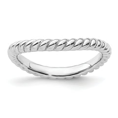 Sterling Silver Stackable Expressions Polished Rhodium-plate Wave Ring