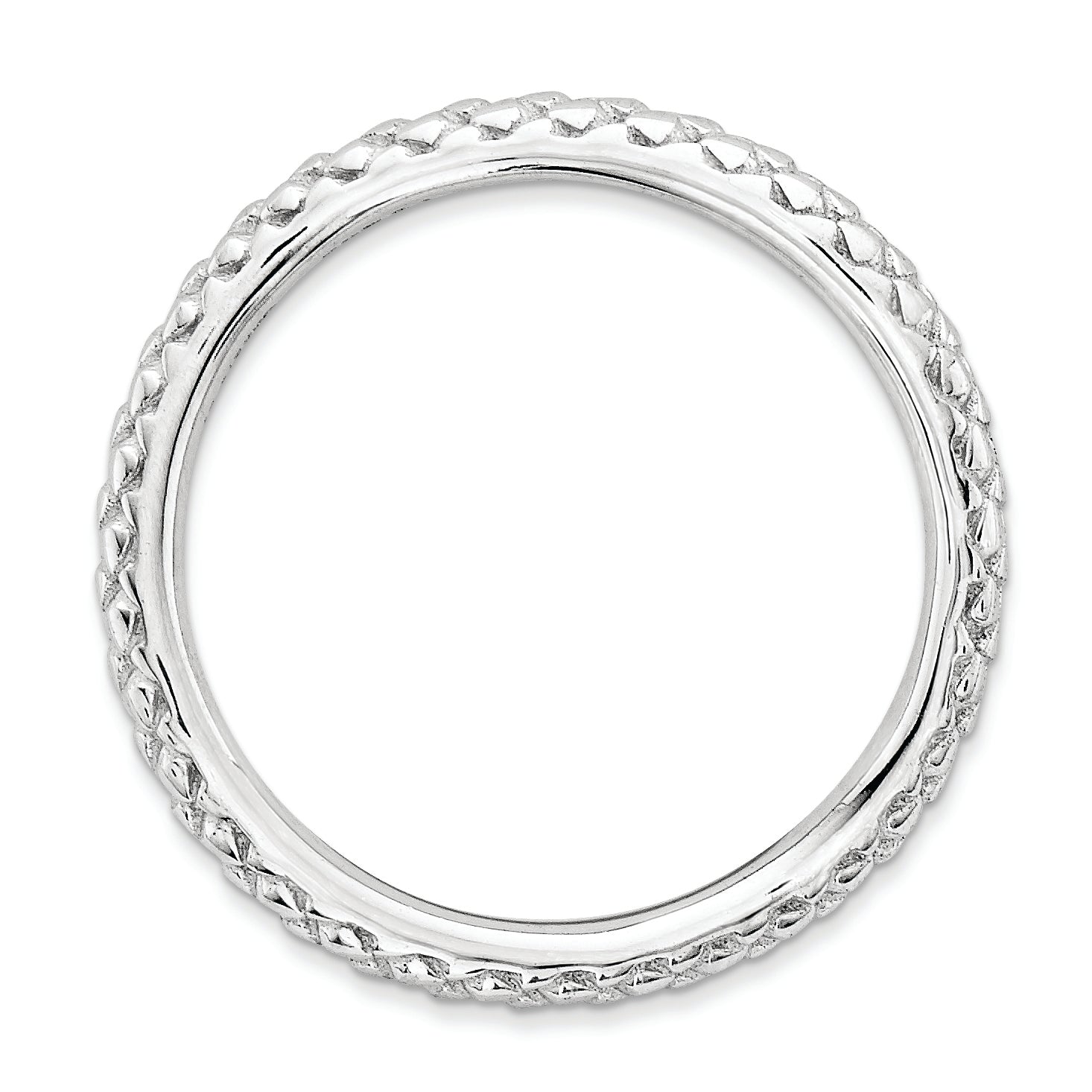 Sterling Silver Stackable Expressions Polished Rhodium-plate Wave Ring