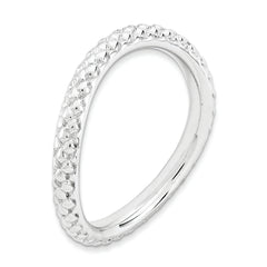 Sterling Silver Stackable Expressions Polished Rhodium-plate Wave Ring