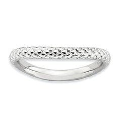 Sterling Silver Stackable Expressions Polished Rhodium-plate Wave Ring