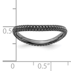 Sterling Silver Stackable Expressions Polished Black-plated Wave Ring