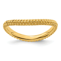 Sterling Silver Stackable Expressions Polished Gold-plated Wave Ring