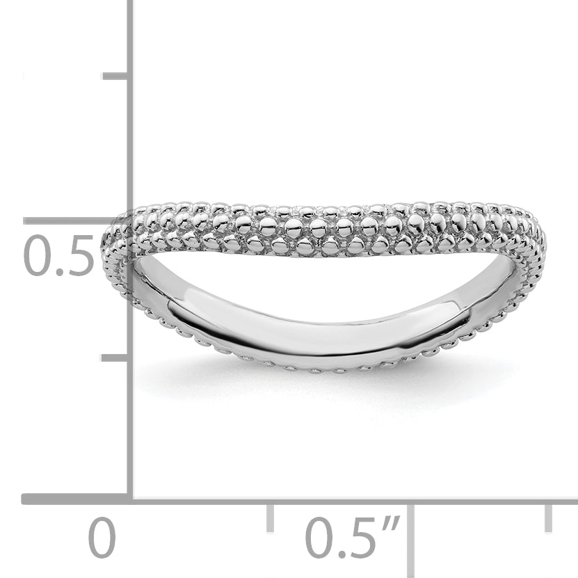 Sterling Silver Stackable Expressions Polished Rhodium-plated Wave Ring