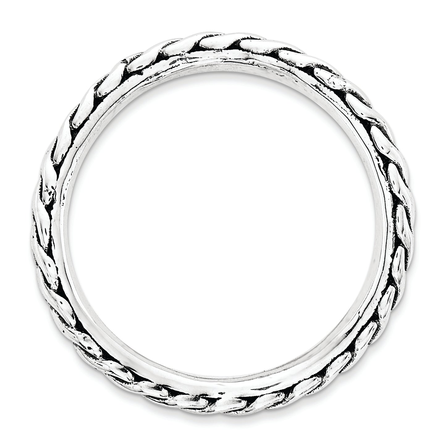 Sterling Silver Stackable Expressions Polished Rhodium-plate Wave Ring