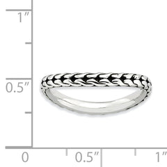 Sterling Silver Stackable Expressions Antiqued Wave Ring