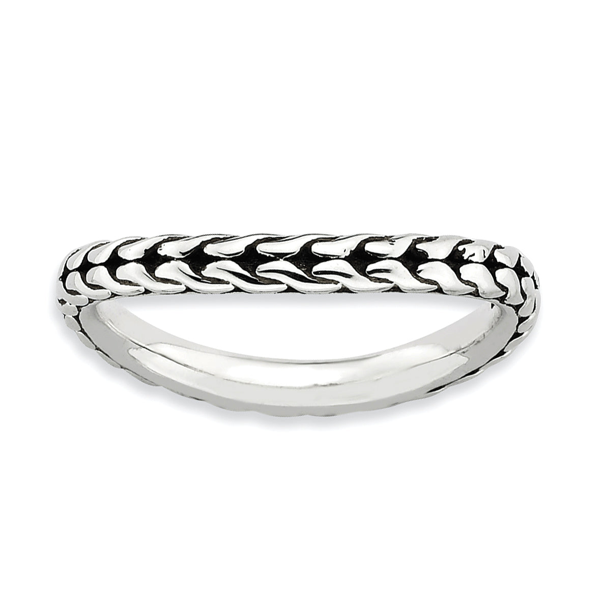 Sterling Silver Stackable Expressions Antiqued Wave Ring