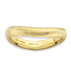 Sterling Silver Stackable Expressions Polished Gold-plate Wave Ring