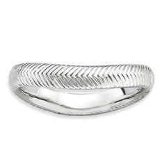 Sterling Silver Stackable Expressions Polished Rhodium-plate Wave Ring