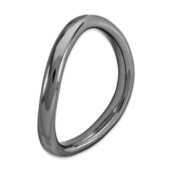 Sterling Silver Stackable Expressions Polished Black-plate Wave Ring