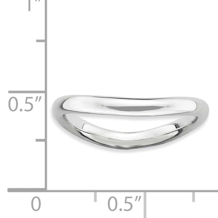 Sterling Silver Stackable Expressions Polished Rhodium-plate Wave Ring