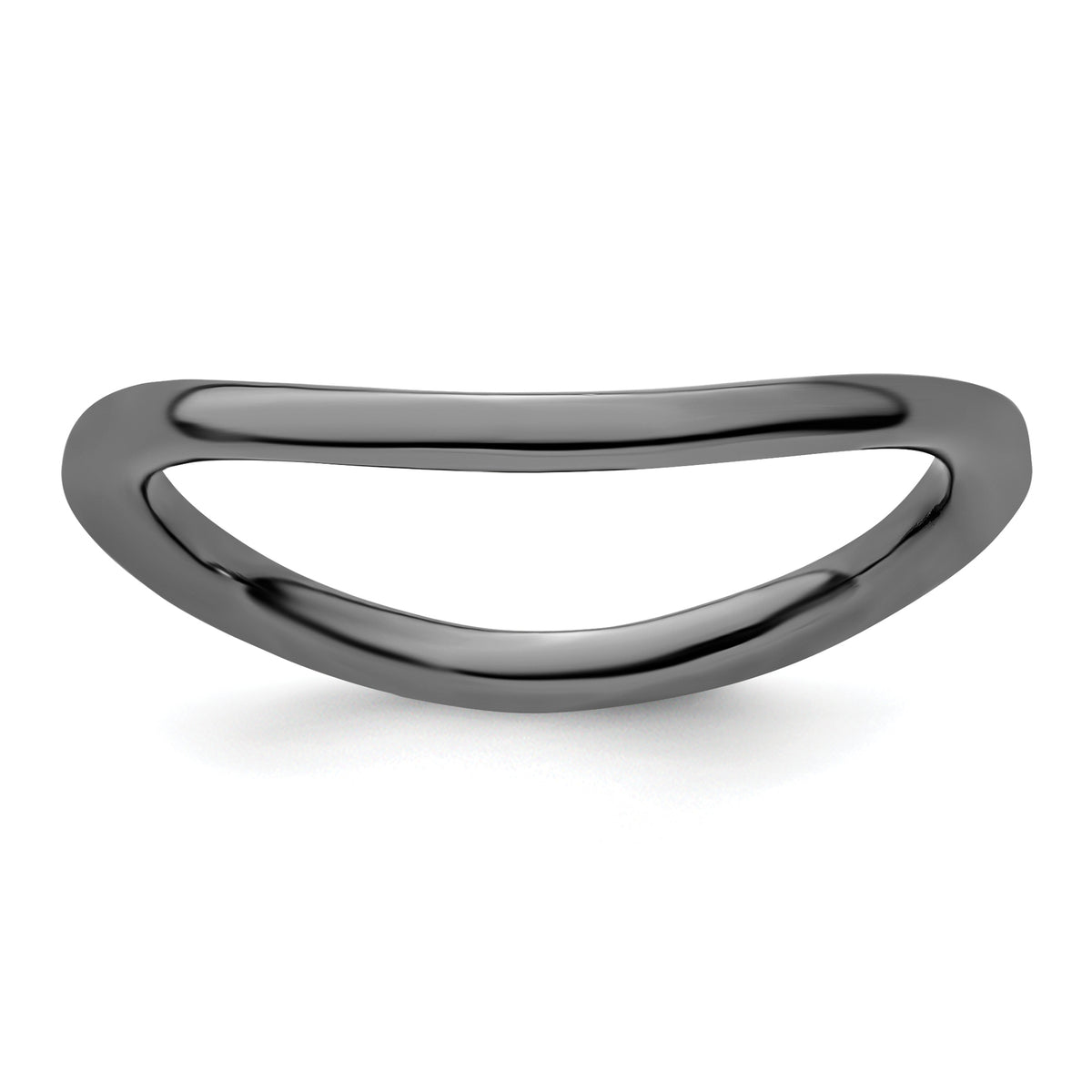 Sterling Silver Stackable Expressions Polished Black-plated Wave Ring