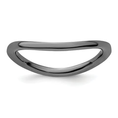 Sterling Silver Stackable Expressions Polished Black-plated Wave Ring