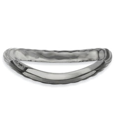 Sterling Silver Stackable Expressions Polished Black-plate Wave Ring