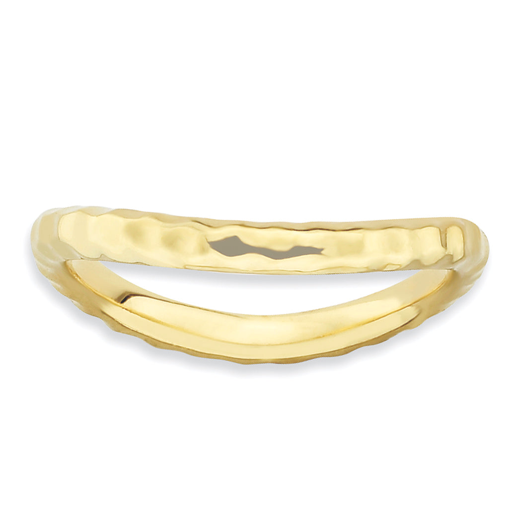 Sterling Silver Stackable Expressions Polished Gold-plate Wave Ring