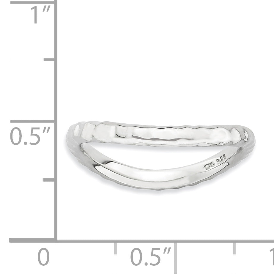 Sterling Silver Stackable Expressions Polished Rhodium-plate Wave Ring