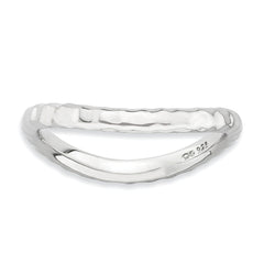 Sterling Silver Stackable Expressions Polished Rhodium-plate Wave Ring