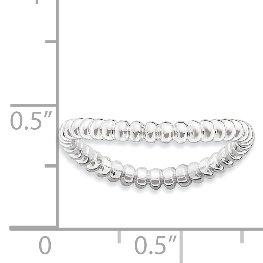 Sterling Silver Stackable Expressions Polished Rhodium-plate Wave Ring