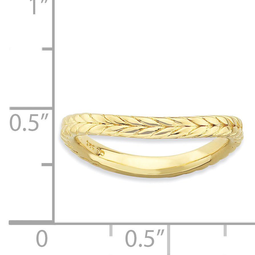 Sterling Silver Stackable Expressions Polished Gold-plate Wave Ring