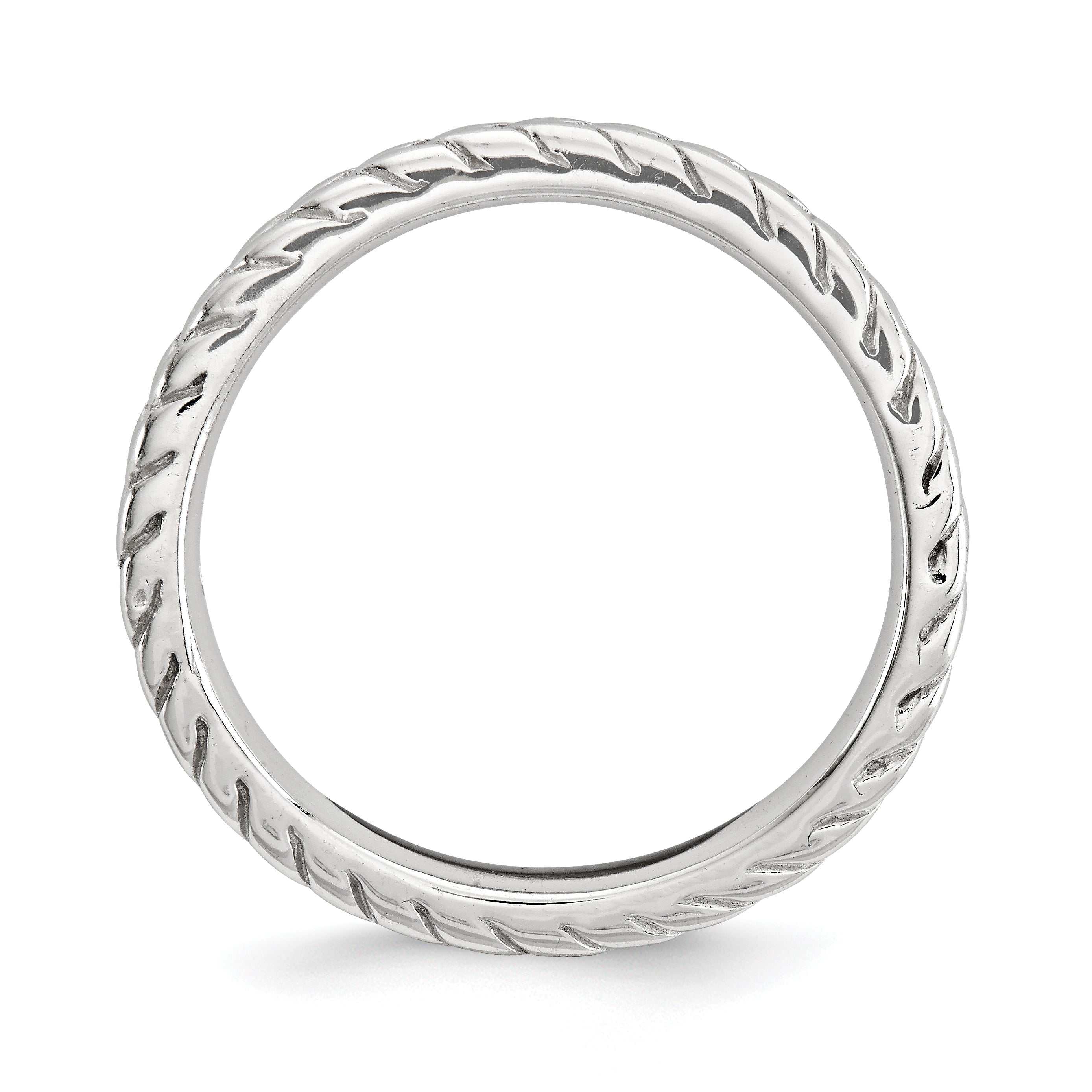 Sterling Silver Stackable Expressions Polished Rhodium-plate Wave Ring