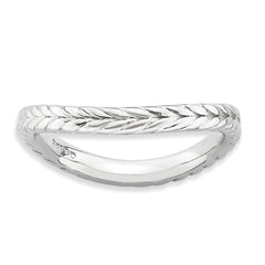 Sterling Silver Stackable Expressions Polished Rhodium-plate Wave Ring