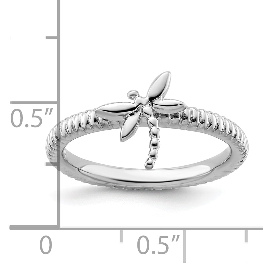 Sterling Silver Stackable Expressions Dragonfly Ring