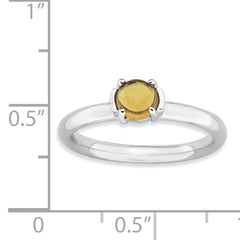 Sterling Silver Stackable Expressions Citrine Rhodium-plated Ring