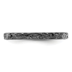 Sterling Silver Stackable Expressions Polished Black-plated Square Ring