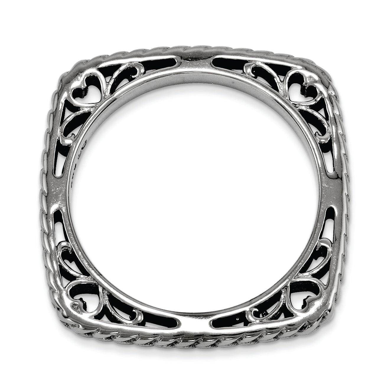 Sterling Silver Stackable Expressions Polished Black-plate Square Ring