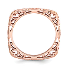 Sterling Silver Stackable Expressions Polished Pink-plate Square Ring