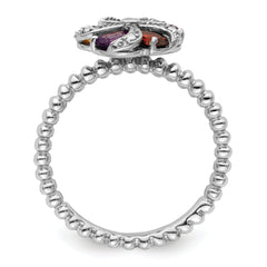 Sterling Silver Stackable Expressions Gemstone & Diamond Ring