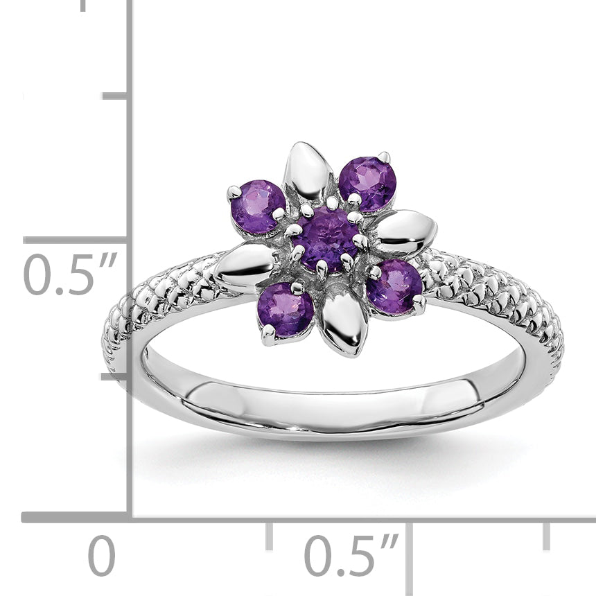 Sterling Silver Stackable Expressions Amethyst Ring