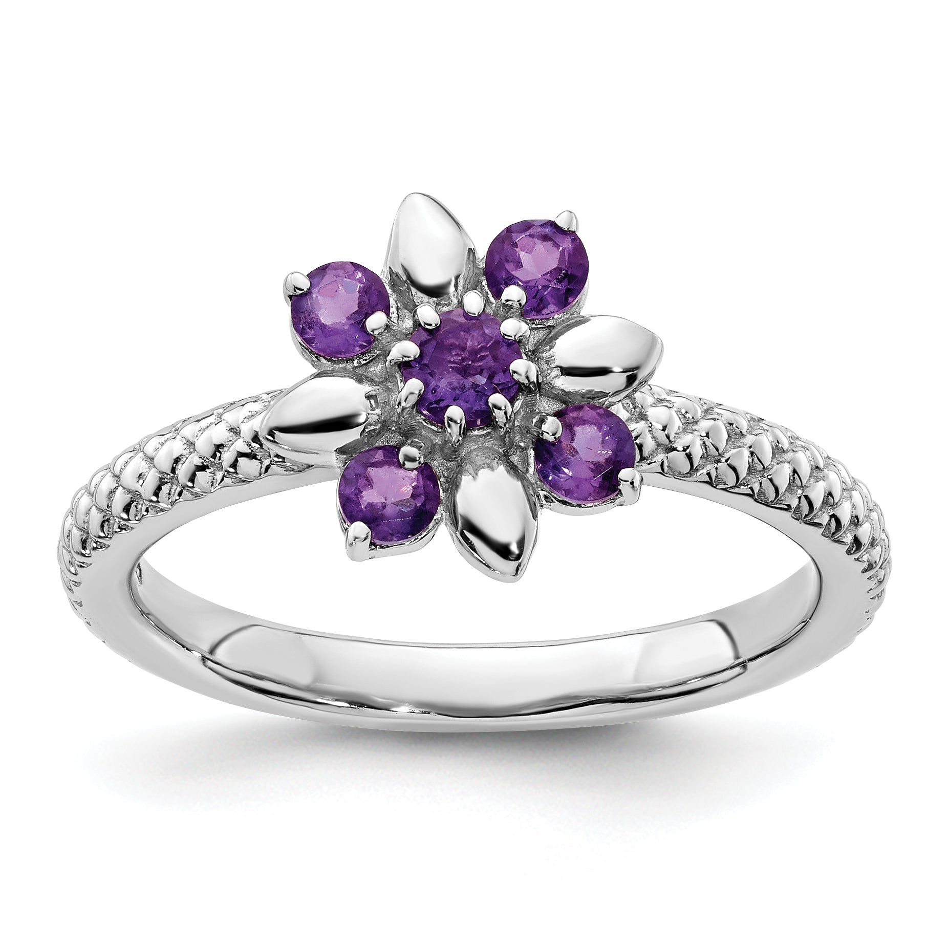 Sterling Silver Stackable Expressions Amethyst Ring