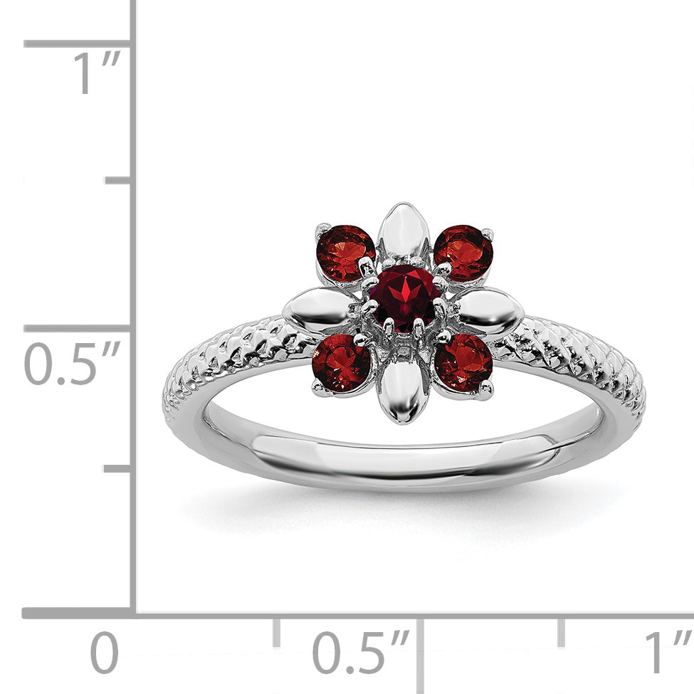 Sterling Silver Stackable Expressions Garnet Ring