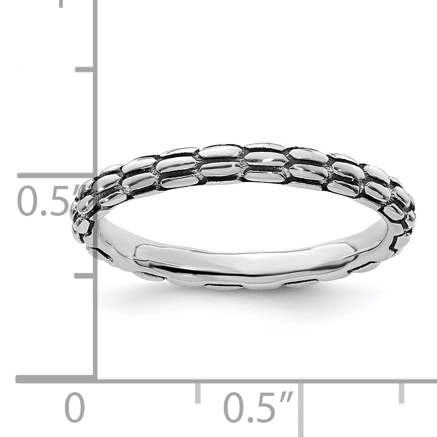 Sterling Silver Stackable Expressions Antiqued Ring