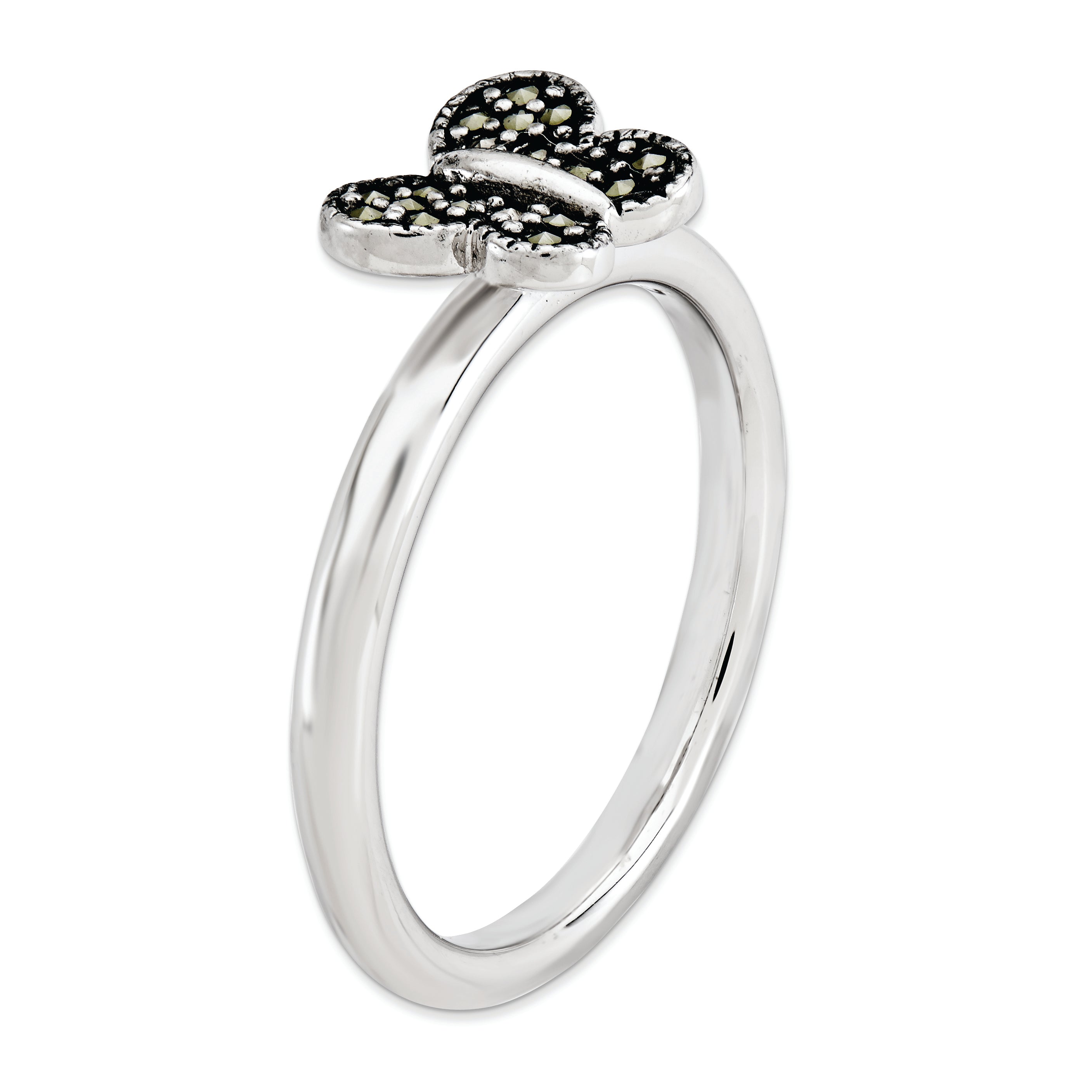 Sterling Silver Stackable Expressions Marcasite Butterfly Ring