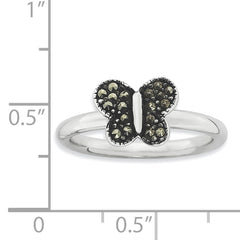 Sterling Silver Stackable Expressions Marcasite Butterfly Ring