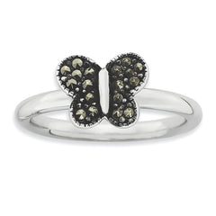 Sterling Silver Stackable Expressions Marcasite Butterfly Ring