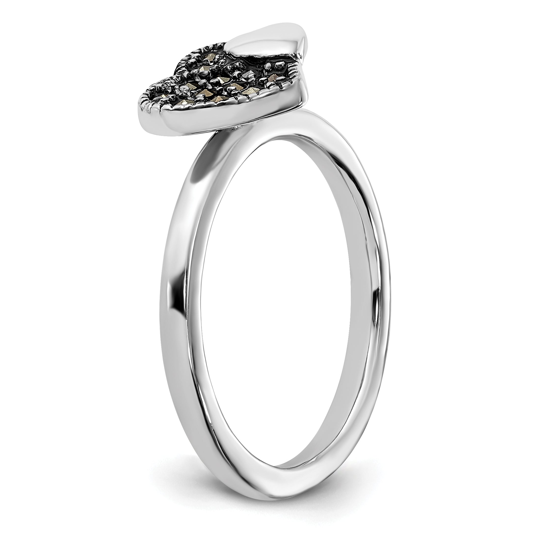 Sterling Silver Stackable Expressions Marcasite Heart Ring