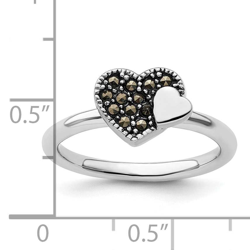 Sterling Silver Stackable Expressions Marcasite Heart Ring