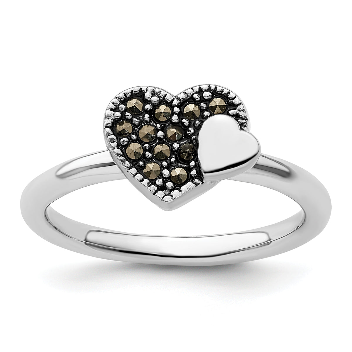 Sterling Silver Stackable Expressions Marcasite Heart Ring