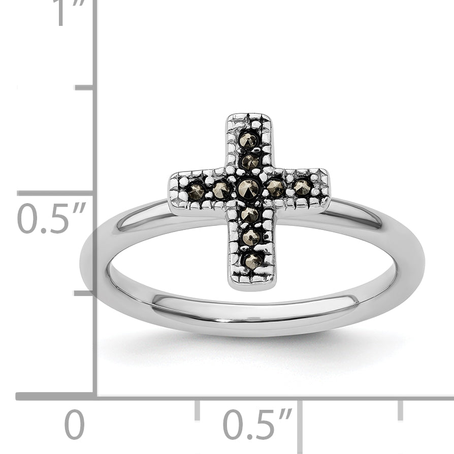 Sterling Silver Stackable Expressions Marcasite Cross Ring