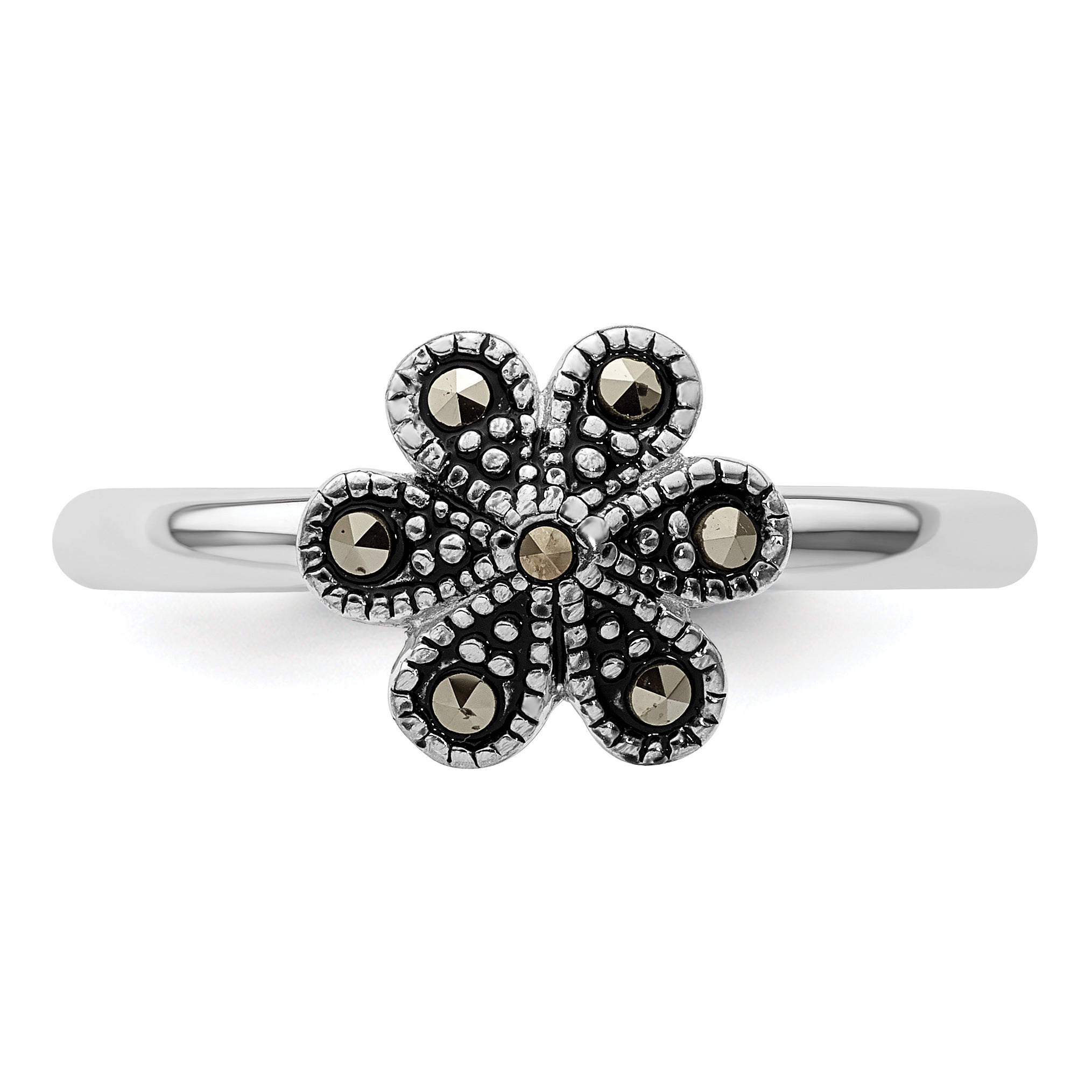 Sterling Silver Stackable Expressions Marcasite Scalloped Ring