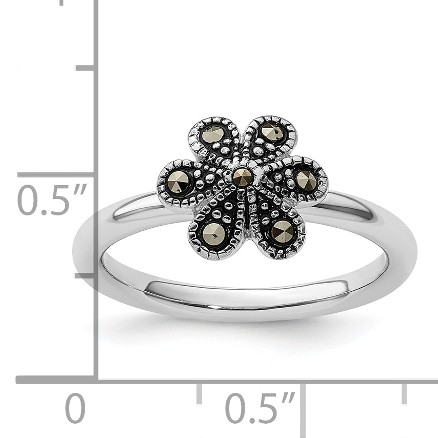 Sterling Silver Stackable Expressions Marcasite Scalloped Ring