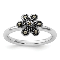 Sterling Silver Stackable Expressions Marcasite Scalloped Ring