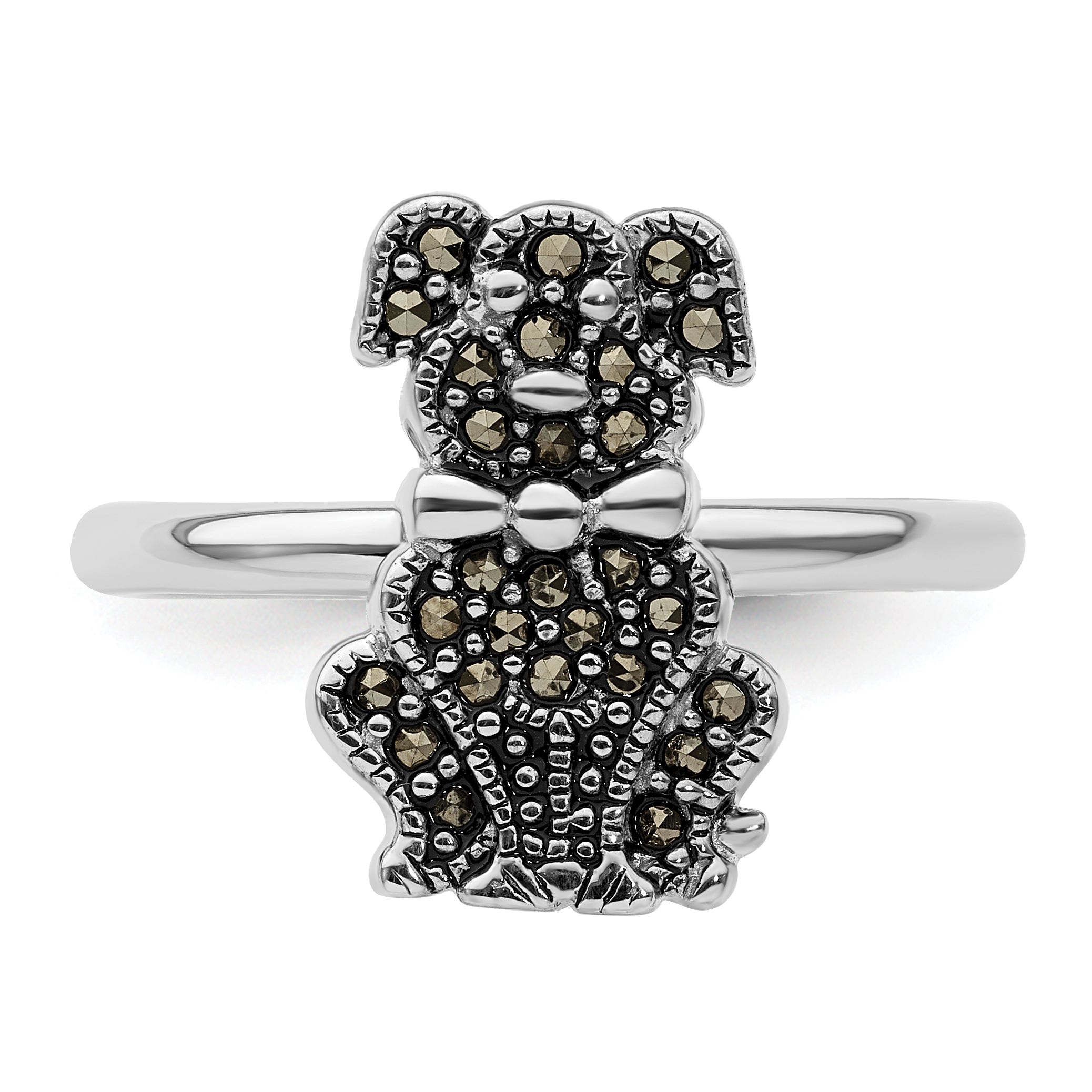 Sterling Silver Stackable Expressions Marcasite Dog Ring