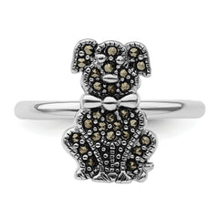 Sterling Silver Stackable Expressions Marcasite Dog Ring