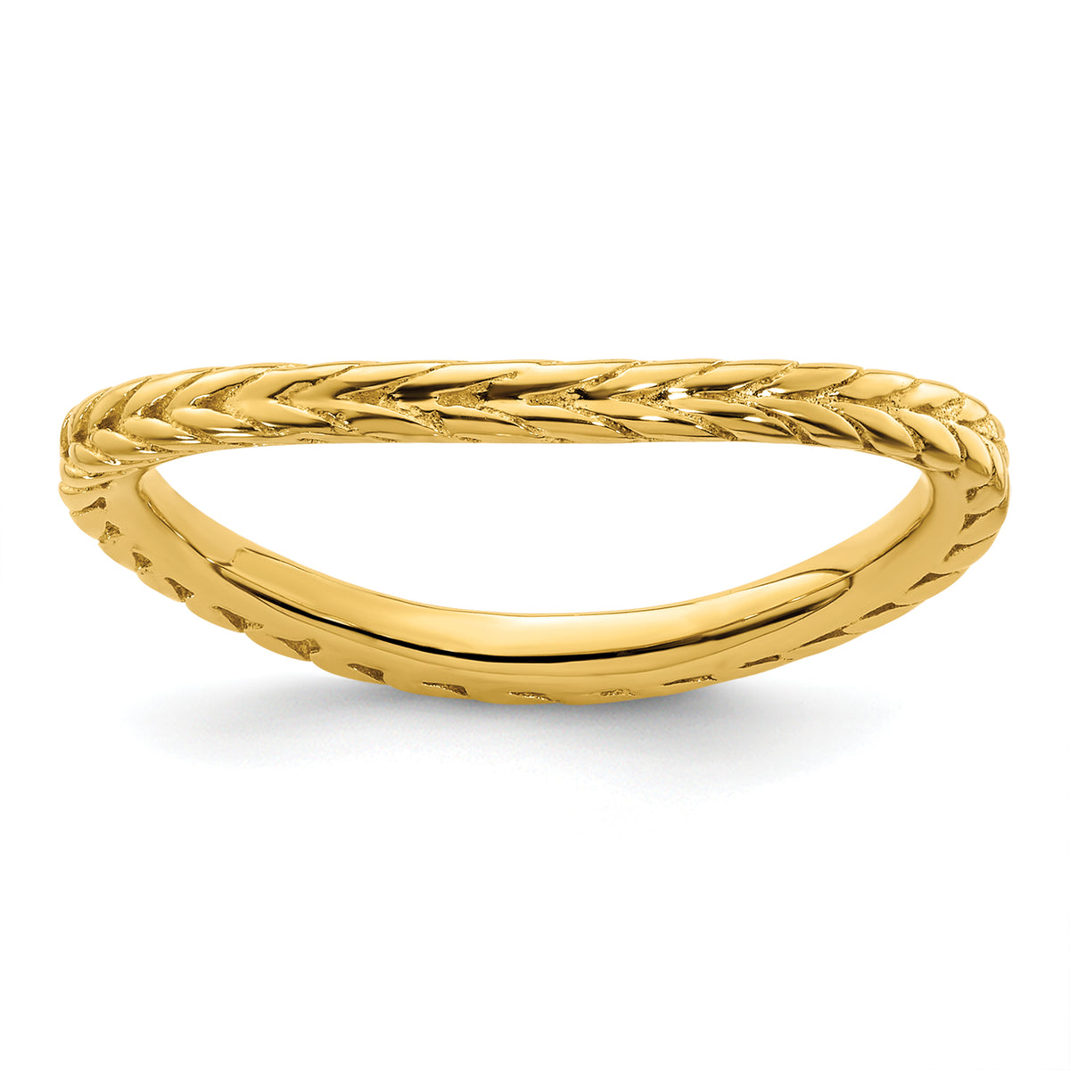 Sterling Silver Stackable Expressions Polished Gold-plated Wave Ring