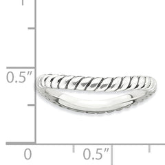 Sterling Silver Stackable Expressions Polished Antiqued Wave Ring