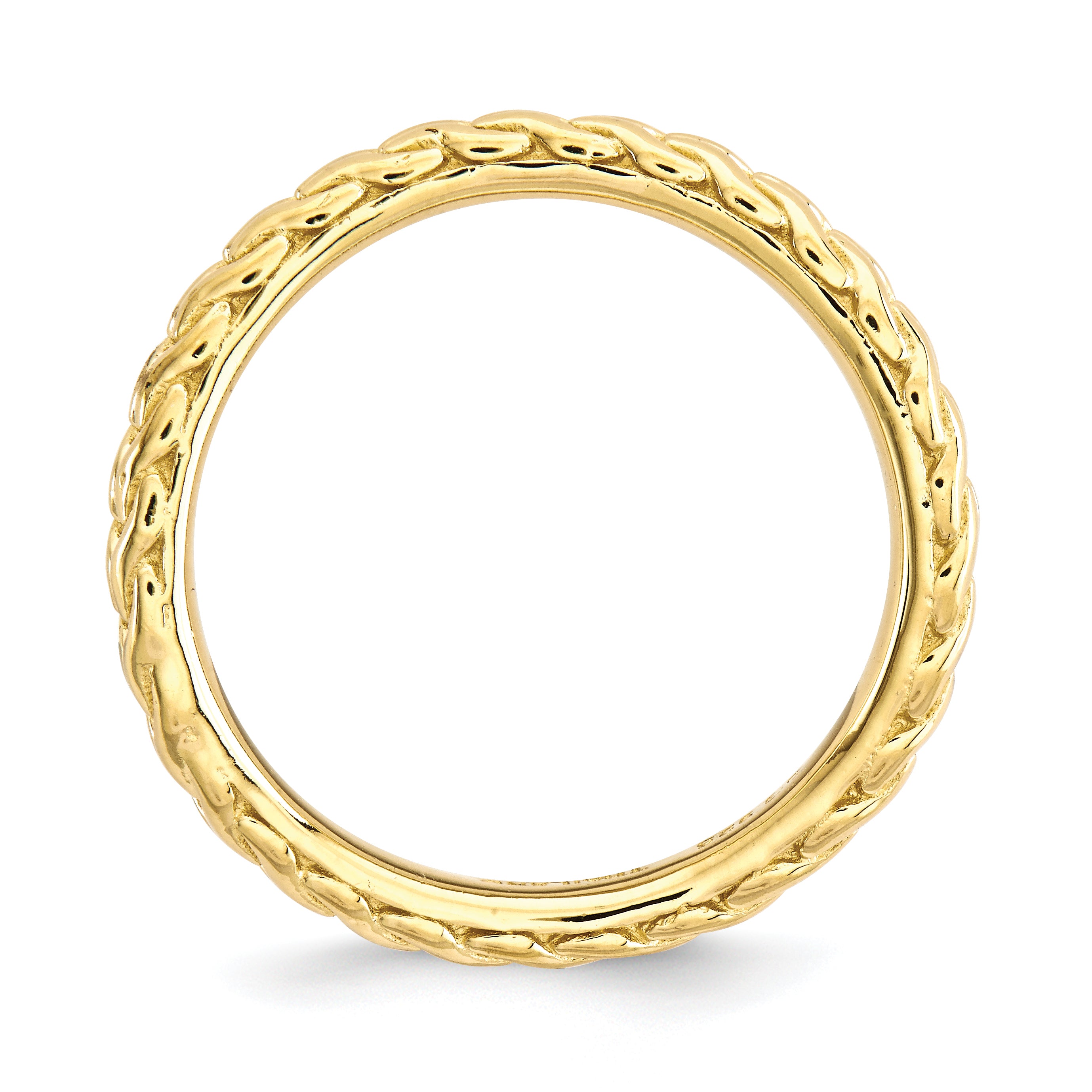 Sterling Silver Stackable Expressions Polished Gold-plated Wave Ring