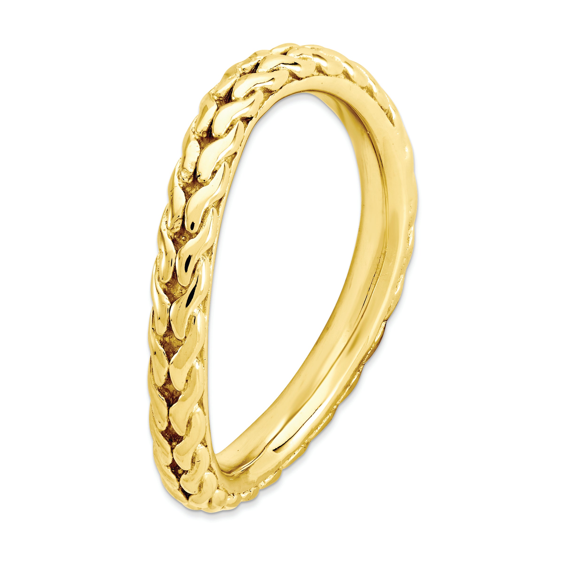 Sterling Silver Stackable Expressions Polished Gold-plated Wave Ring